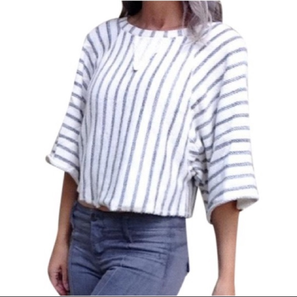 Anthropologie Dolan Striped Dolman Sleeve Crop Top